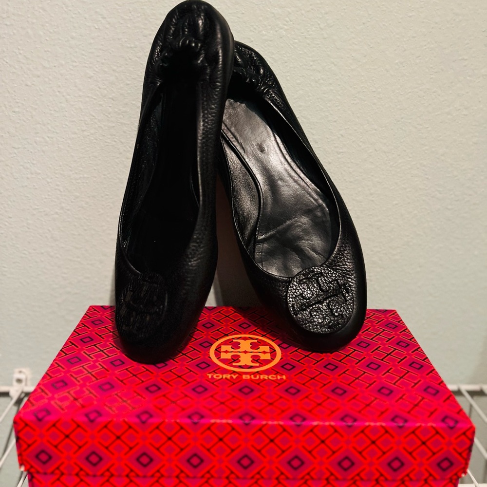 Tory Burch Black Leather Flats